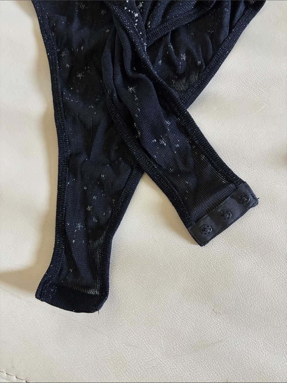 NWT Black and White Starry Mesh Longsleeve Bodysuit - Picture 3 of 8